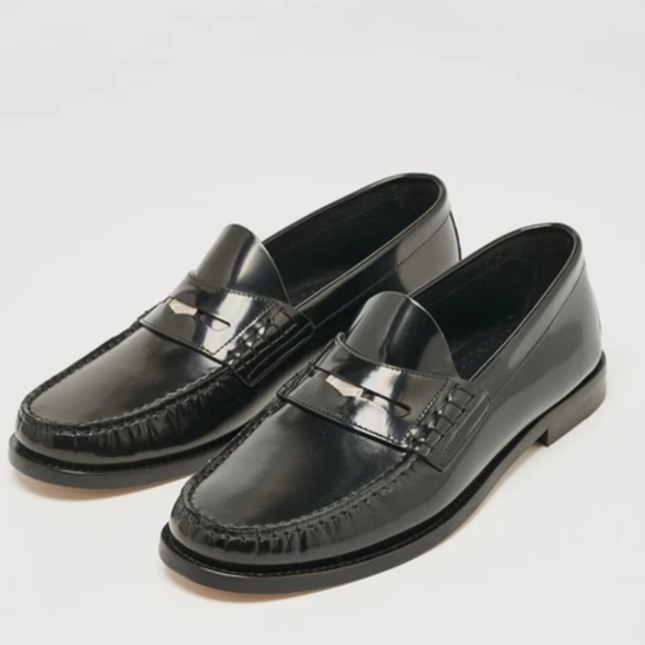 Burberry Womens Black Leather Rupert Penny Loafers Slip-Ons Women 41 - Picture 1 of 6